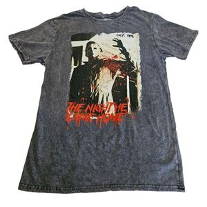 Halloween Michael Myers The Night He Came Home Shirt Mens Medium Grey Acid Wash